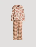 Quilted Pajama Set Alpen Flora And Gingham Print