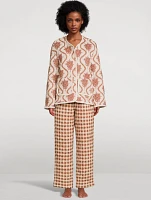 Quilted Pajama Set Alpen Flora And Gingham Print