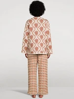 Quilted Pajama Set Alpen Flora And Gingham Print