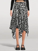 Asymmetric Crêpe Midi Skirt Blooming Print