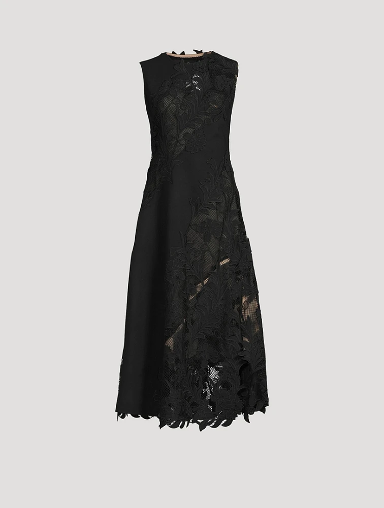 Marbled Carnation Guipure Inset Dress