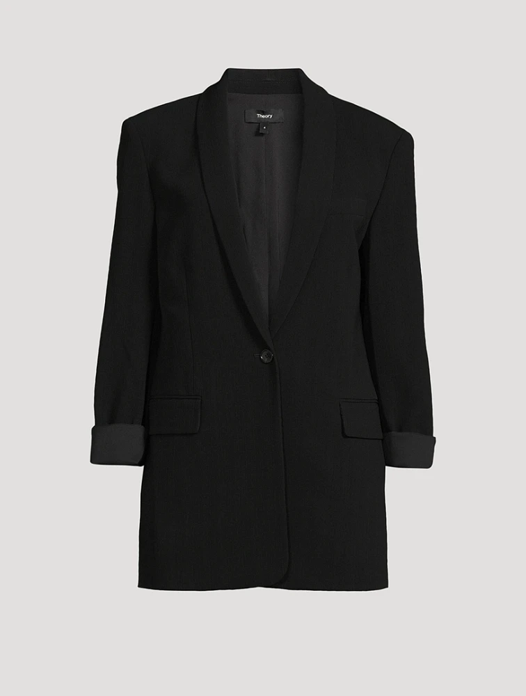 Rolled-Sleeve Admiral Crêpe Blazer