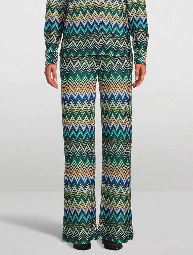 Straight-Leg Trousers Zig Zag Print