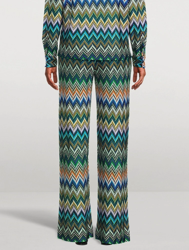 Straight-Leg Trousers Zig Zag Print