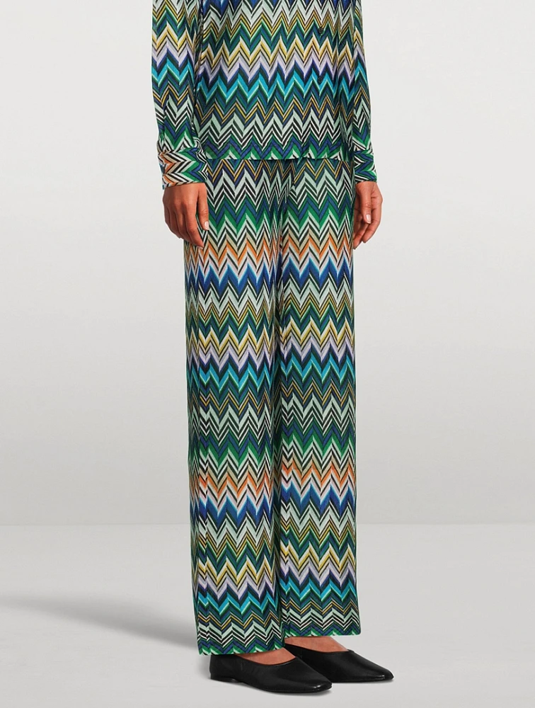 Straight-Leg Trousers Zig Zag Print