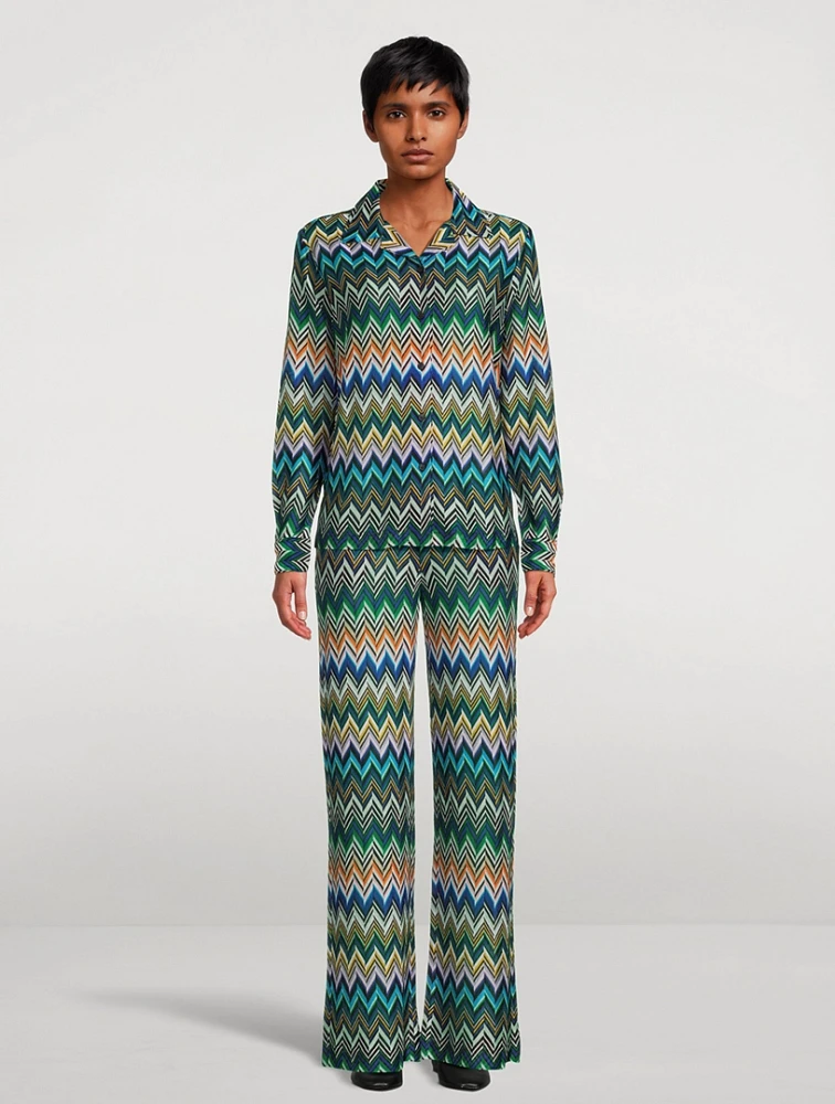 Straight-Leg Trousers Zig Zag Print