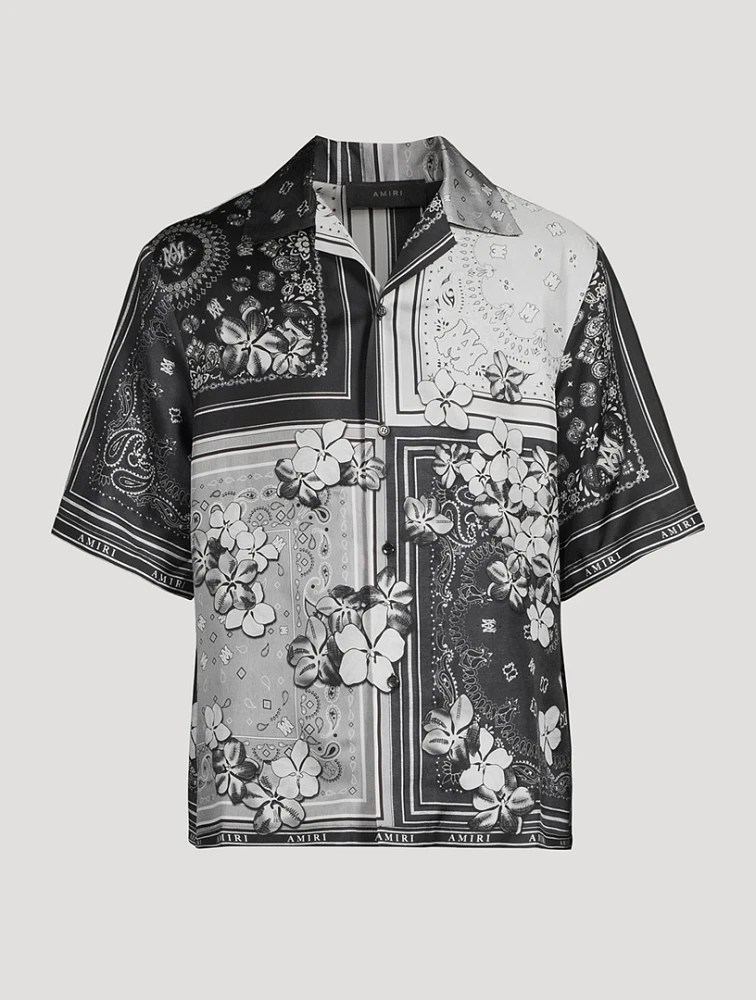 Bandana Floral Silk Bowling Shirt