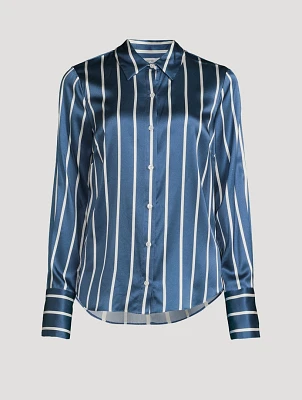 Monique Satin Shirt Stripe Print