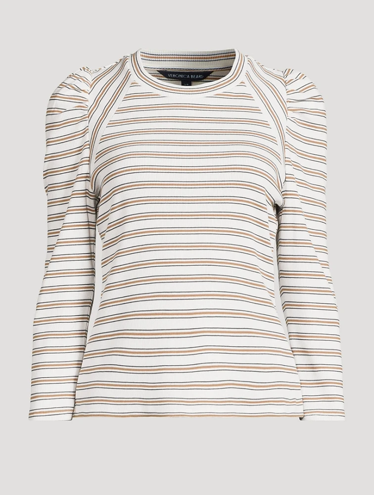 Delano Puff-Sleeve Top Stripe Print