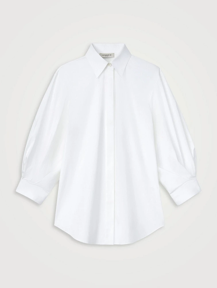 Stretch Cotton Puff-Sleeve Shirt