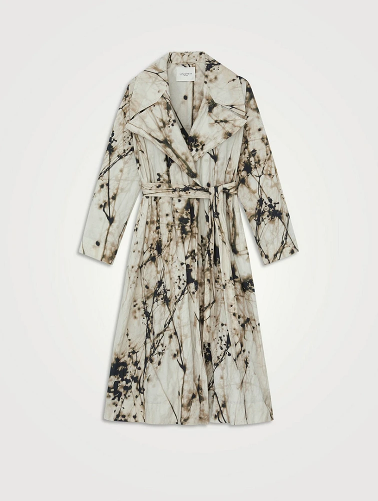 Belted Trench Coat Shadow Print