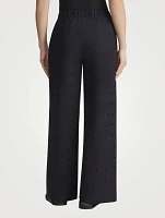 Riverside Eyelet Organic Poplin Wide-Leg Trousers