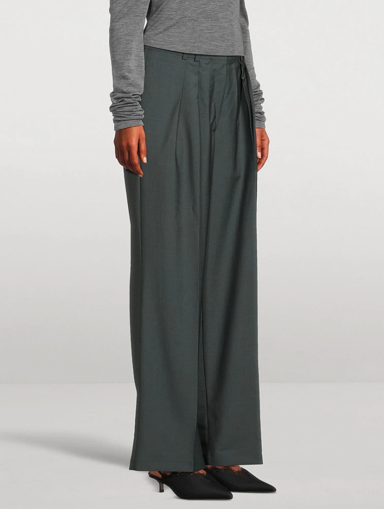 Wide Leg Double Pleated Pants