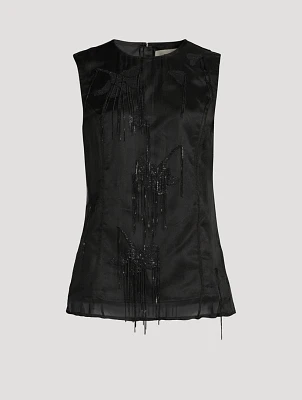 Embellished tulip organza top