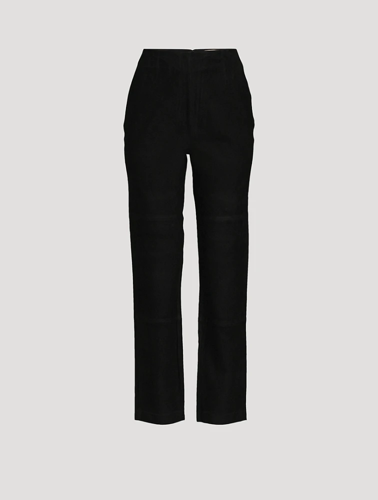 Straight-Leg Suede Trousers