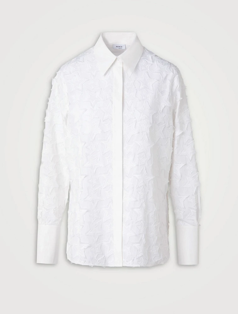 3D Star-Embroidered Poplin Shirt