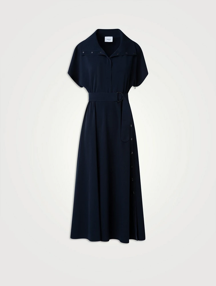 Short-Sleeve Polo Midi Dress