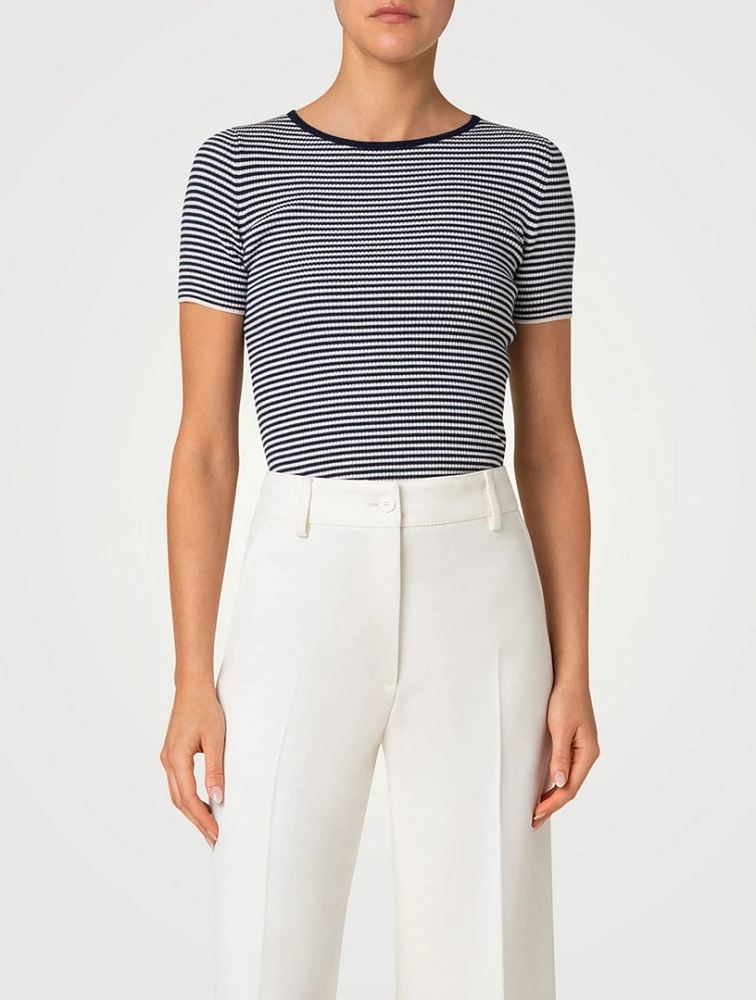 Stripe Jacquard Wool T-Shirt