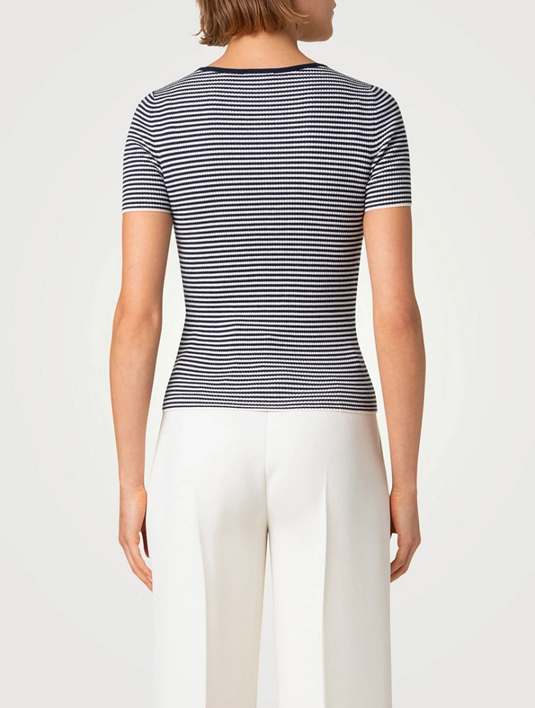 Stripe Jacquard Wool T-Shirt