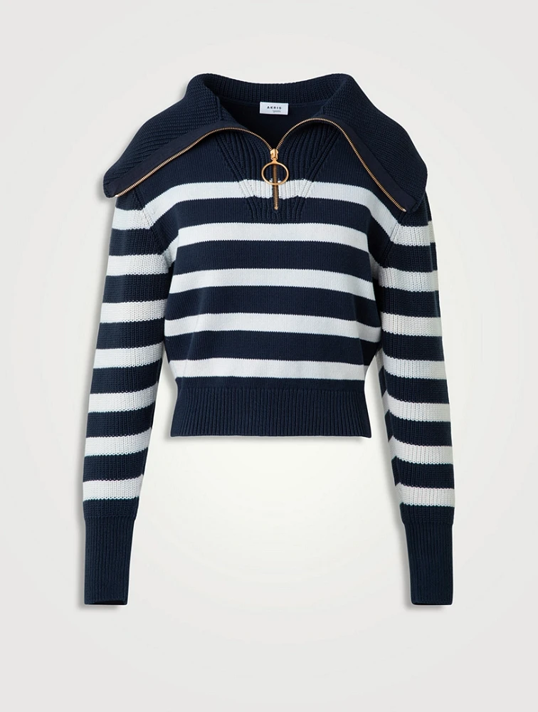 Stripe Jacquard Polo Sweater