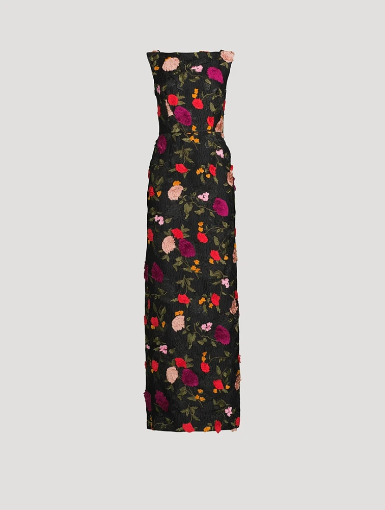 Floral Appliqué Column Gown