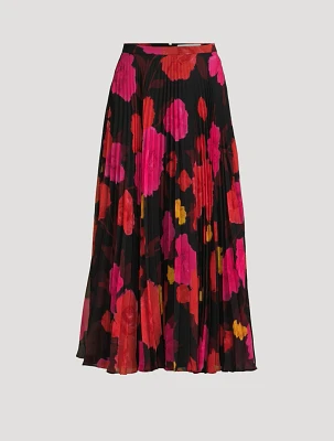 Pleated Midi Skirt Violetta Bloom Print