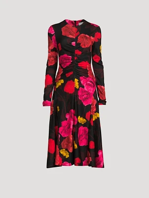 Ruched Midi Dress Violetta Bloom Print