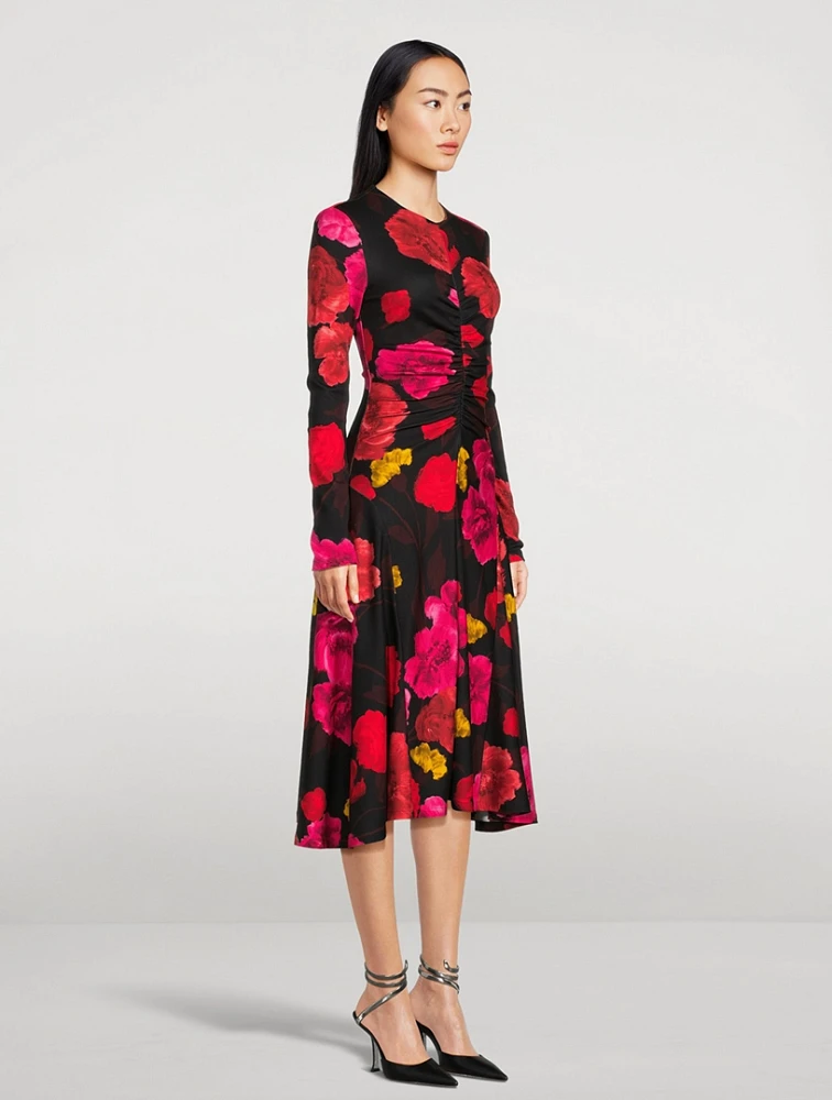 Ruched Midi Dress Violetta Bloom Print