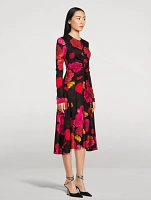 Ruched Midi Dress Violetta Bloom Print