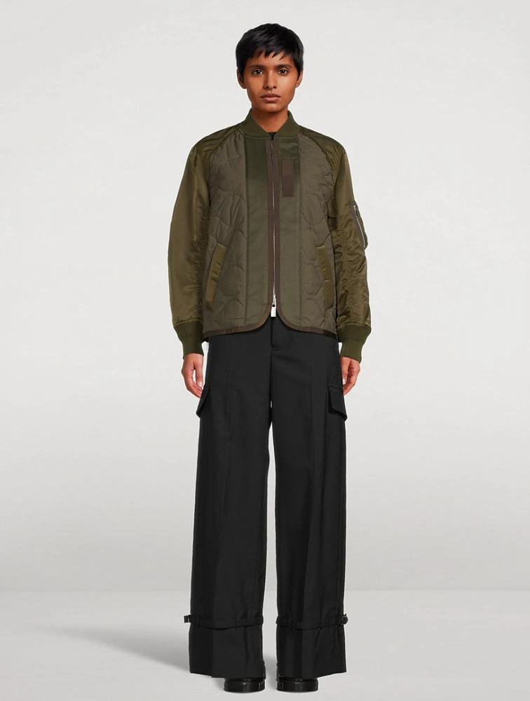 Wide-Leg Suiting Cargo Trousers