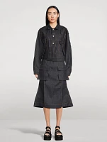 Denim Cargo Midi Skirt