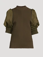 Nylon Twill Knit Top