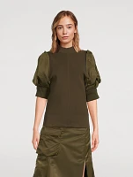 Nylon Twill Knit Top