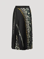 Pleated Midi Skirt Graphic Print