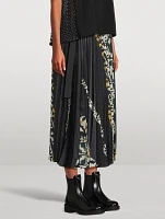 Pleated Midi Skirt Graphic Print