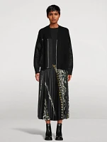 Pleated Midi Skirt Graphic Print