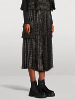 Pleated Tweed Cargo Midi Skirt
