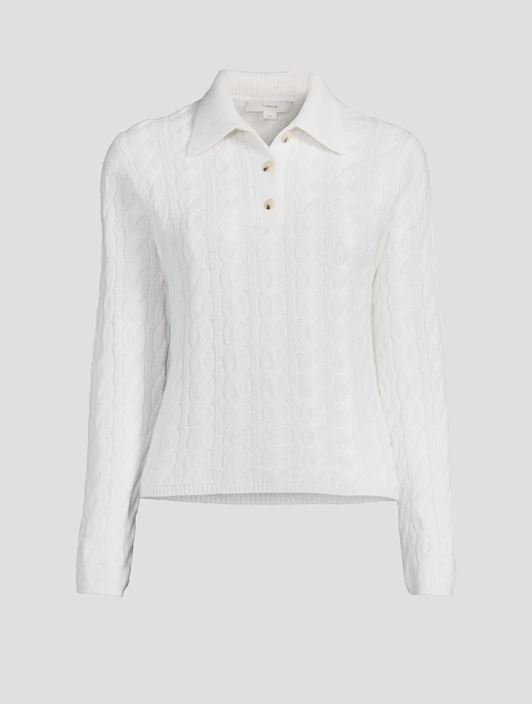 Cable-Knit Polo Sweater
