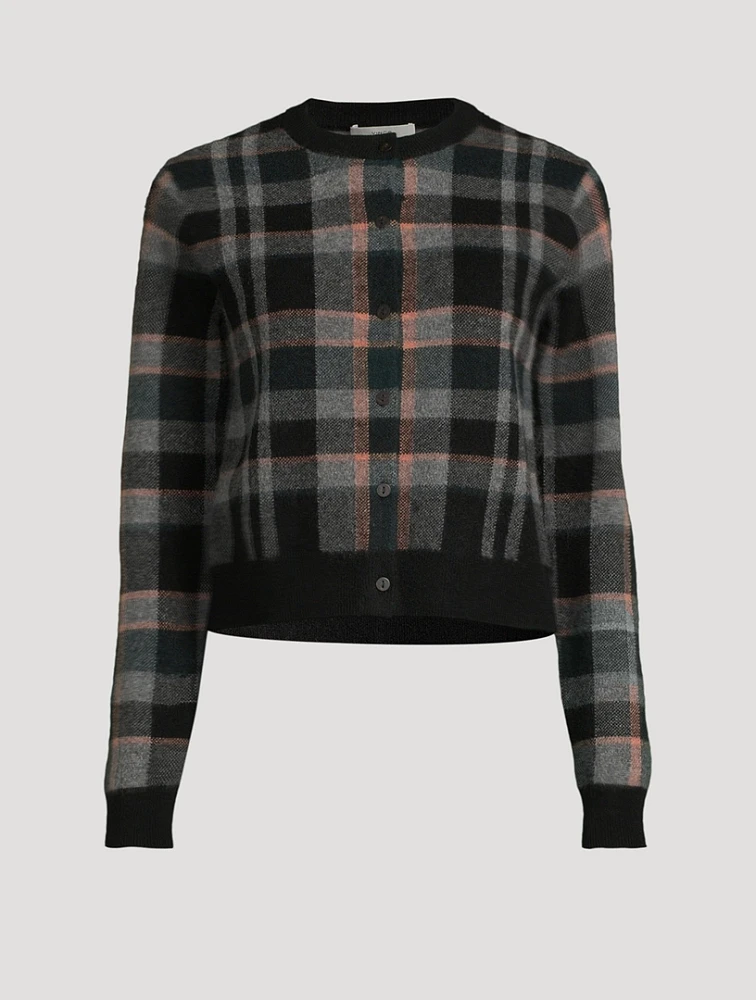 Plaid Jacquard Cashmere Cardigan