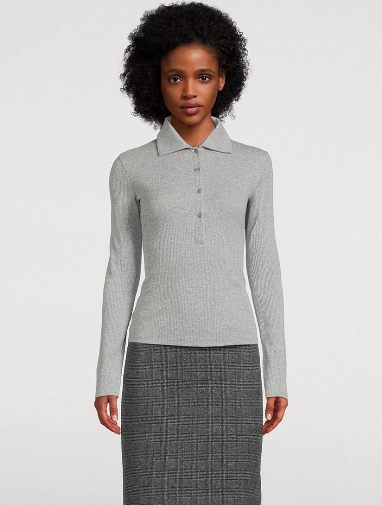 Ribbed Cotton Polo Shirt