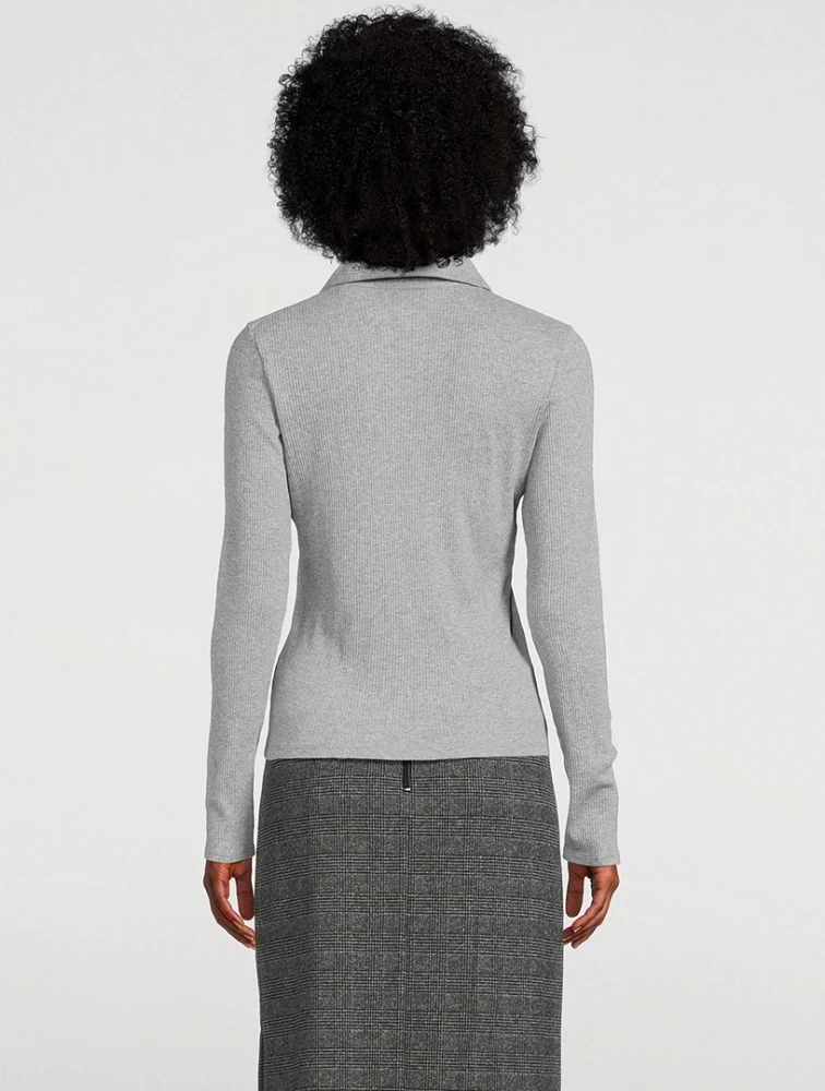 Ribbed Cotton Polo Shirt
