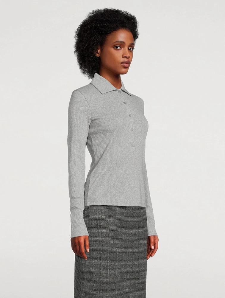 Ribbed Cotton Polo Shirt