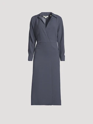 Wrap-Front Midi Dress