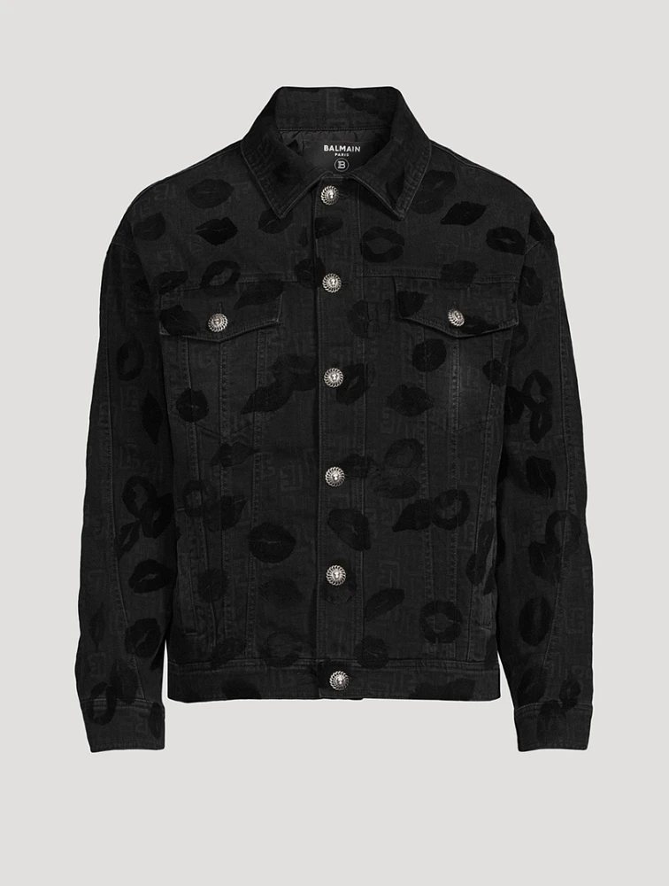 Flocked Kiss Denim Jacket
