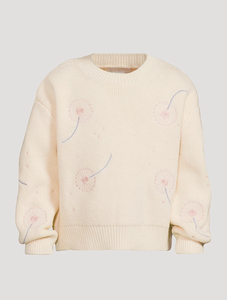 Embroidered Dandelions Sweater