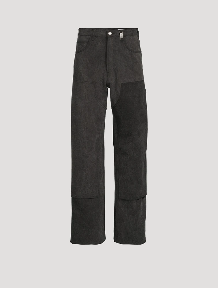 Wide-Leg Denim Carpenter Pants