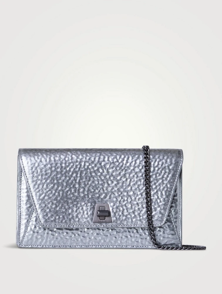 Anouk Envelope Metallic Leather Clutch