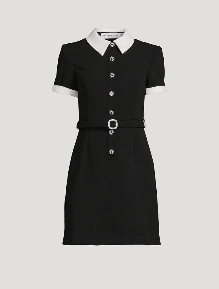 Belted Crêpe Mini Dress