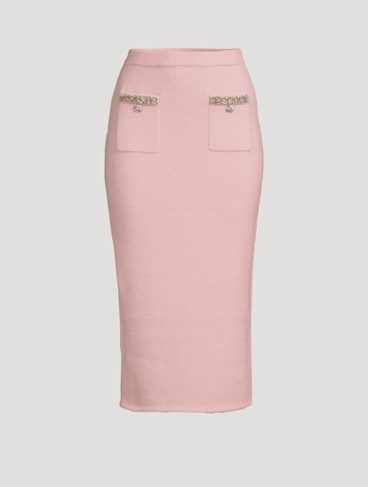 Embellished Knit Pencil Skirt
