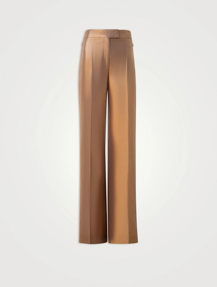 Fior Metallic Satin Wide-Leg Pants